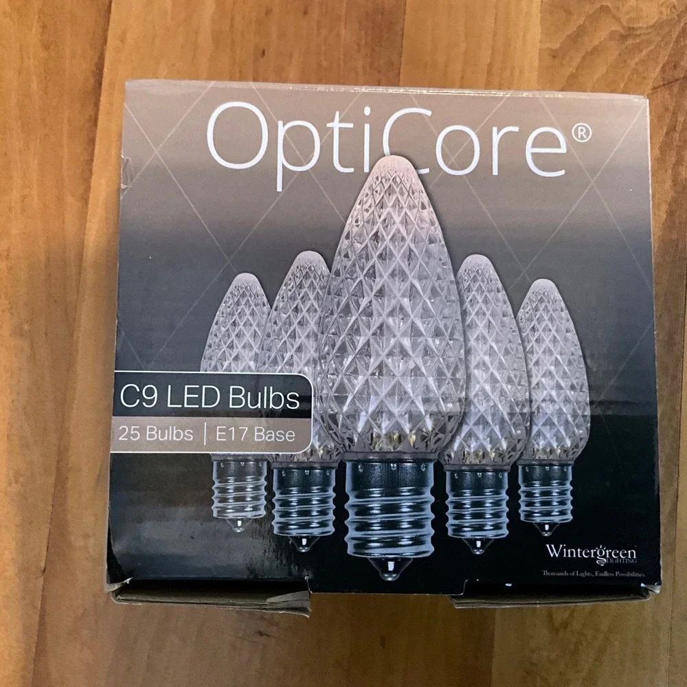 OptiCore C9 LED Bulbs Warm White Faceted E17 Base 23 Bulbs Wintergreen‎ Lighting